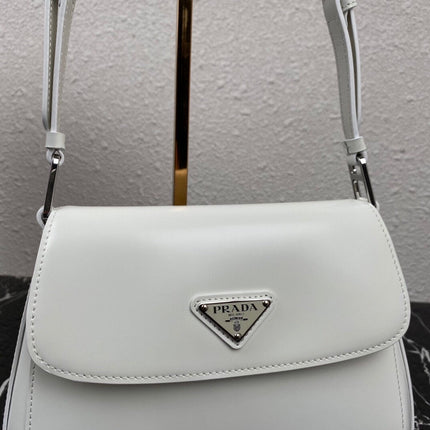 CLEO 24 WHITE BRUSHED LEATHER SHOULDER BAG