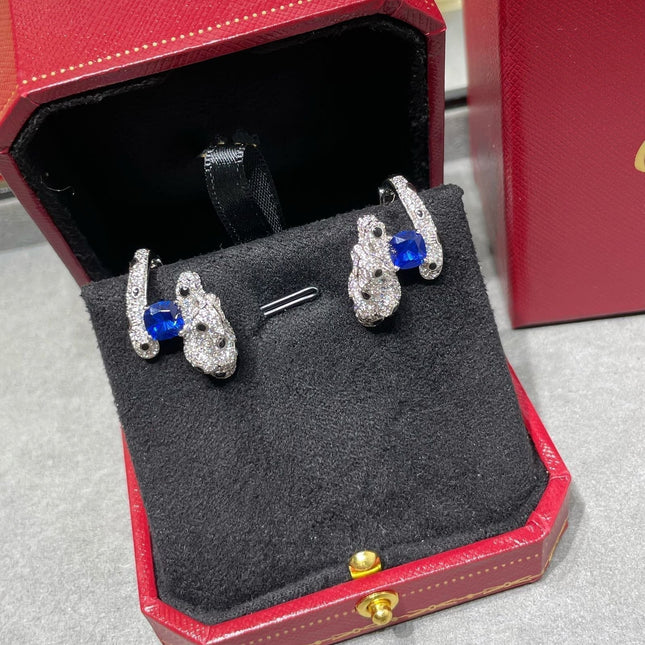 PANTHERE DE CARTI BLUE DIAMOND EARRINGS