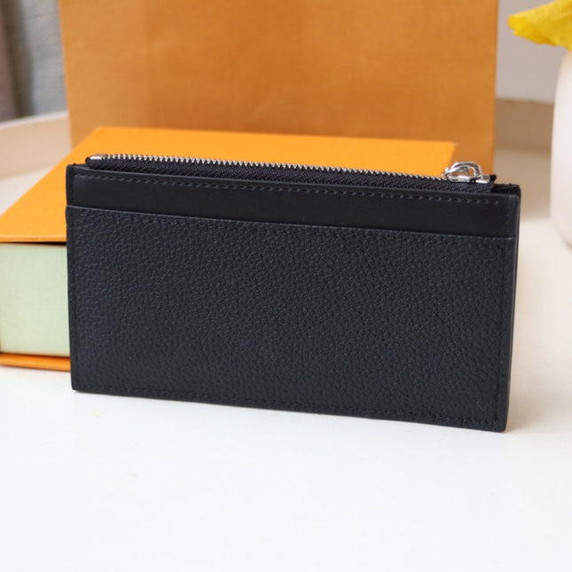 COIN CARD HOLDER 8 BLACK AEROGRAM CALFSKIN