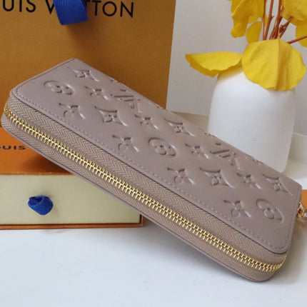 ZIPPY WALLET 19 BEIGE EMBOSSED LAMBSKIN