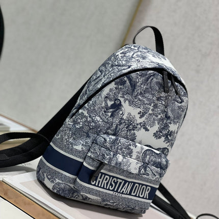 TRAVEL BACKPACK 20CM WHITE BLUE OBLIQUE JACQUARD