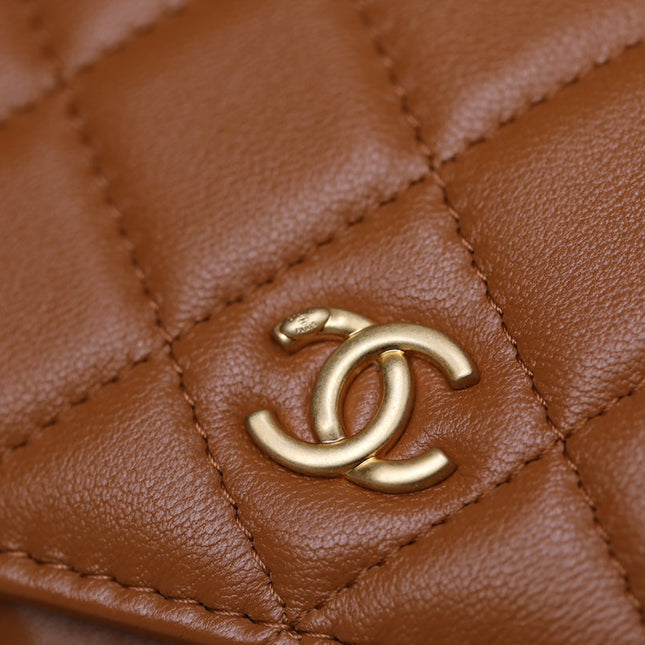 CC WOC 17 BROWN LAMBSKIN GOLD HARDWARE