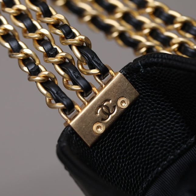 CC HOBO SHOULDER BAG 23CM BLACK CAVIAR GOLD HARDWARE