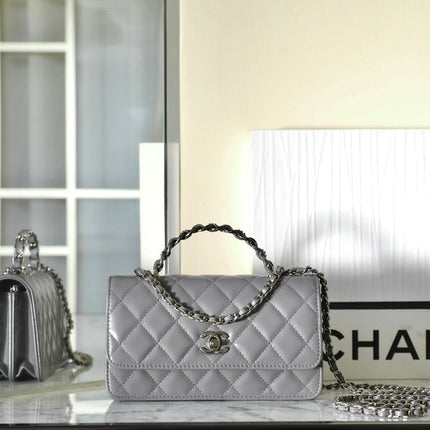 CC WOC 18.5 GREY LAMBSKIN SILVER HARDWARE