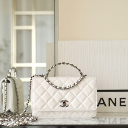 CC WOC 19 WHITE LAMBSKIN SILVER HARDWARE