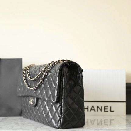 FLAP BAG MAXI 40CM BLACK CAVIAR SILVER HARDWARE