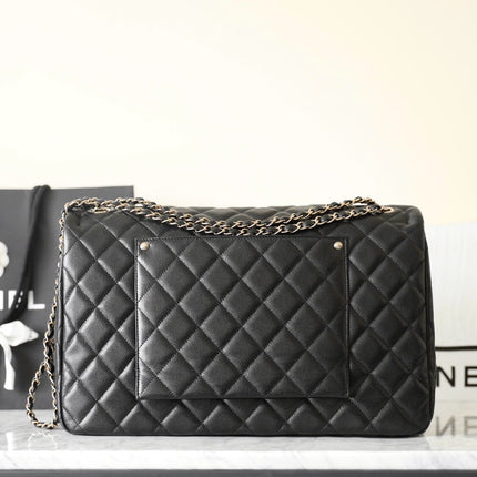 FLAP BAG MAXI 40CM BLACK CAVIAR SILVER HARDWARE