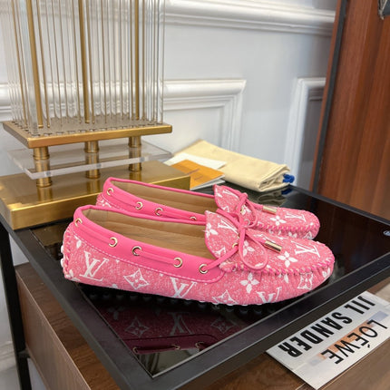 LV GLORIA FLAT LOAFER DENIM FLORAL FABRIC PINK