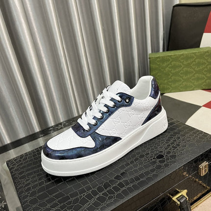 GG SNEAKERS IN EMBOSSED BLUE WHITE COWHIDE LEATHER