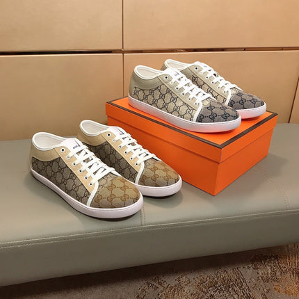 GG ACE BEIGE GREY LOW-TOP SNEAKERS