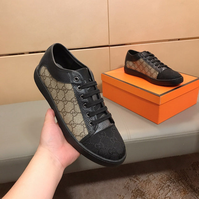 GG ACE BACK GREY LOW-TOP SNEAKERS