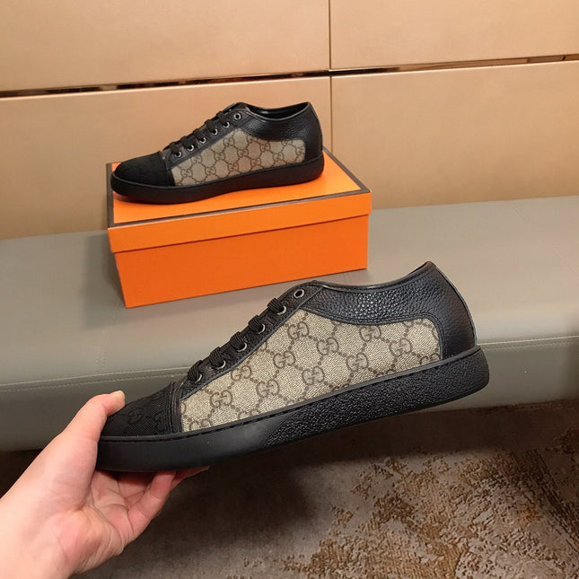 GG ACE BACK GREY LOW-TOP SNEAKERS