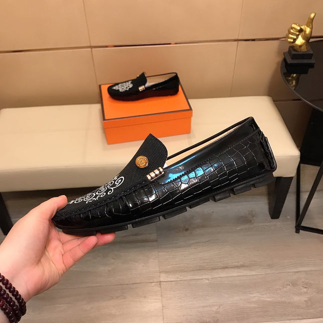 GG CROCODILE BLACK LOAFERS