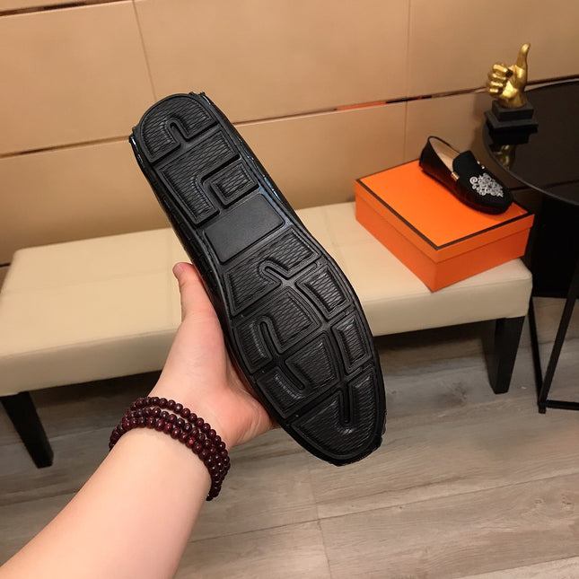 GG CROCODILE BLACK LOAFERS