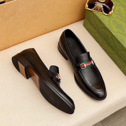 GG LOAFERS SILVER MENS MATTE BLACK COWHIDE