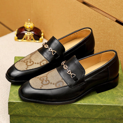 GG BLACK LEATHER AND CANVAS MAXI LOAFERS