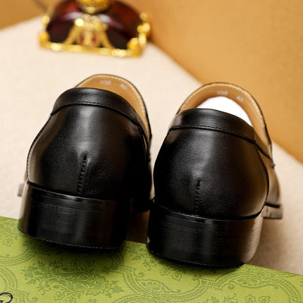 GG BLACK LEATHER AND CANVAS MAXI LOAFERS