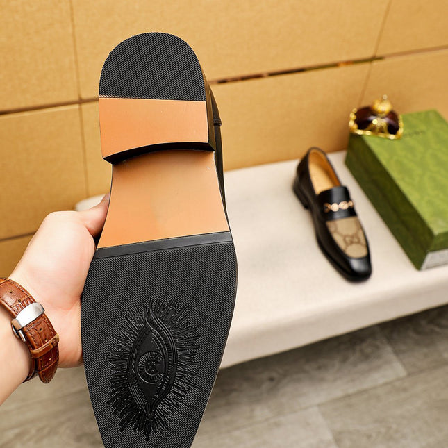 GG BLACK LEATHER AND CANVAS MAXI LOAFERS