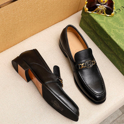 GG MEN'S BLACK LEATHER LOAFERS