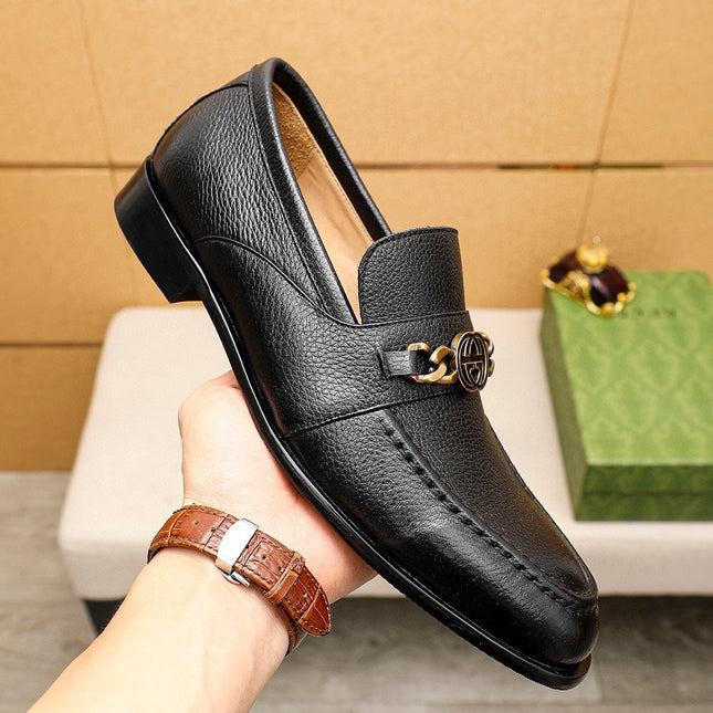 GG MEN'S BLACK LEATHER LOAFERS