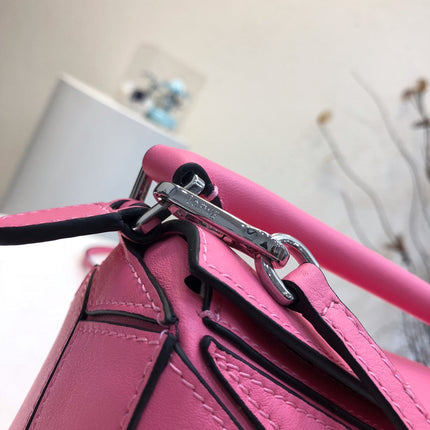 LOE MINI 18 PUZZLE BAG IN DEEP PINK CALFSKIN