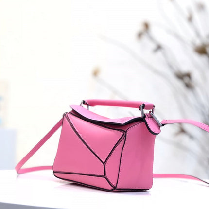 LOE MINI 18 PUZZLE BAG IN DEEP PINK CALFSKIN