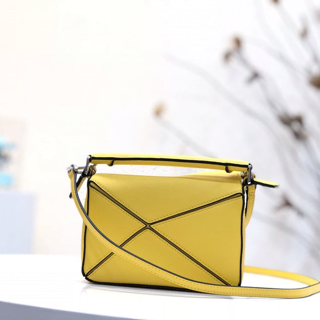 LOE MINI 18 PUZZLE BAG IN YELLOW CALFSKIN