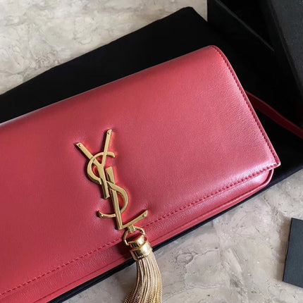 KATE TASSEL 26 CURRENT RED LAMBSKIN BAG