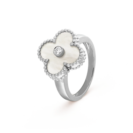 CLOVER SILVER MOP DIAMOND RING