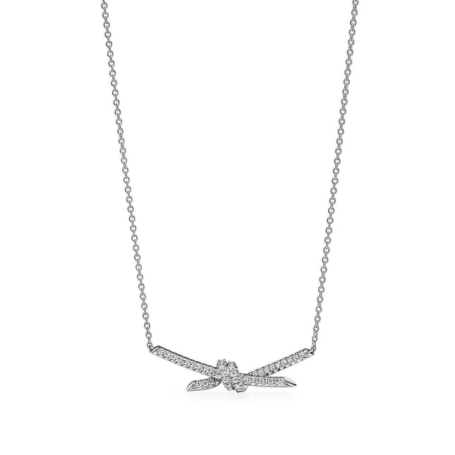 KNOT PENDANT SILVER DIAMOND NECKLACE