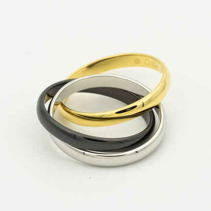 TRINITY RING BLACK GOLD SILVER