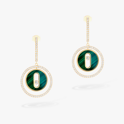 LUCKY MOVE MALACHITE GOLD DIAMOND EARRINGS