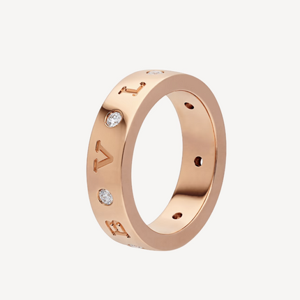 ZERO 1 ESSENTIAL PINK GOLD BAND WITH DIAMONDS RING