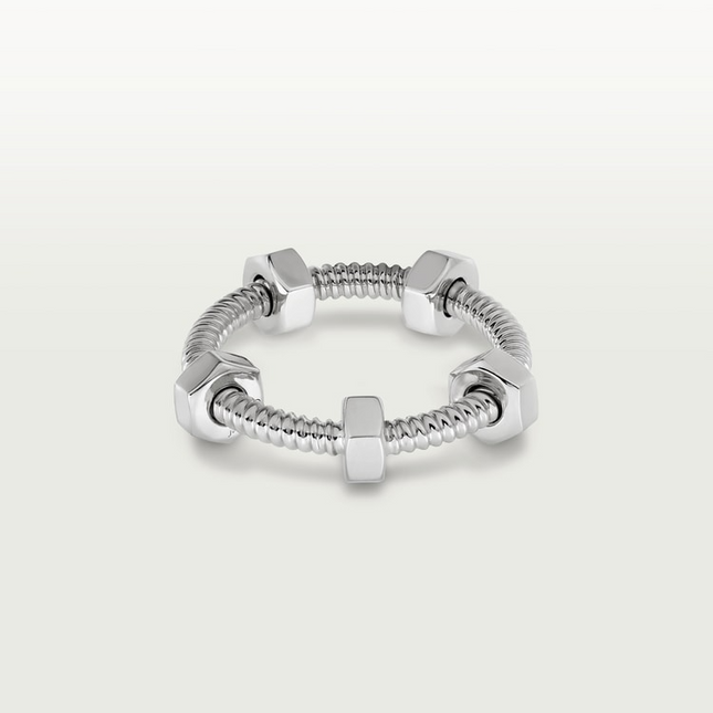 NUTS AND BOLTS SILVER RING