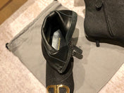 POINTED-TOE KITTEN HEEL 45 MM ANKLE BOOTS IN BLACK DENIM