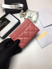 CC CARD HOLDER 11.2 CORAL CALFSKIN SILVER ICON