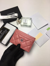 CC CARD HOLDER 11.2 CORAL CALFSKIN SILVER ICON