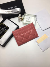 CC CARD HOLDER 11.2 CORAL CALFSKIN SILVER ICON