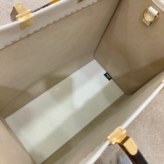 SHINE 40 TOTE BAG IN WHITE EMBOSSED CALFSKIN