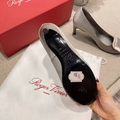 TROMPETTE PUMPS IN TAUPE SILK CRYSTAL BUCKLE