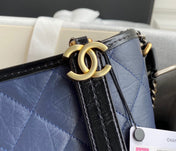 CC ABRIELLE MINI 20 HOBO BAG IN MIDNIGHT BLUE MIX BLACK CALFSKIN