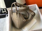HM LINDY 30 BAG IN PEANUT BROWN CALFSKIN SILVER HARDWARE