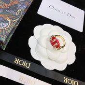 CD 26S RED ENAMEL LINK CHAIN RING IN GOLD METAL 633222