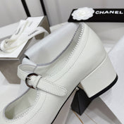 CC MARY JANE BLOCK HEEL WHITE SHEEPSKIN