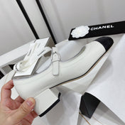 CC MARY JANE BLOCK HEEL WHITE SHEEPSKIN