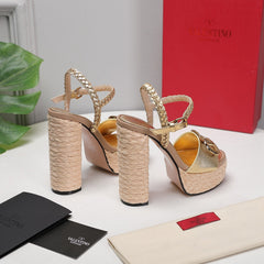 VLTN ESPADRILLE WEDGE SANDALS 25S 130 MM IN GOLD LAMBSKIN WITH GOLD HARDWARE