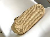 LOEWE 25S BASKET BAG 30 IN NATURAL MIX YELLOW RAFFIA CALFSKIN SHOULDER STRAP