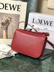 LOE GOYA BAG 18 IN CHERRY RED SILK CALFSKIN
