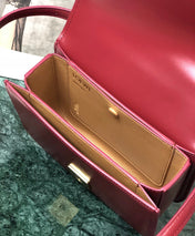 LOE GOYA BAG 18 IN CHERRY RED SILK CALFSKIN