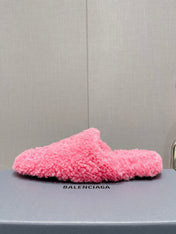 BALENCIAGA 25S MULES IN PINK WOOL WITH LOGO